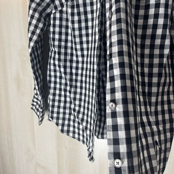 J. Crew black and‎ white checked bottom down blouse top, size medium - Picture 8 of 16